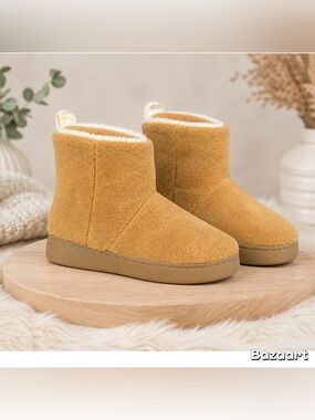 Sz 10 Beige Fluffy Ankle Boots Shhhandles Indoor Outdoor